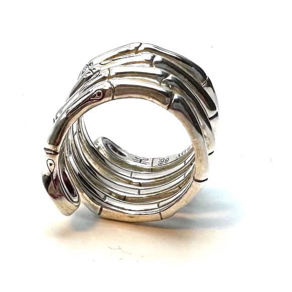 John Hardy Batu Bamboo Silver Wrap Ring Amethyst Size 7 Sterling 925 NWOT - Picture 5 of 6
